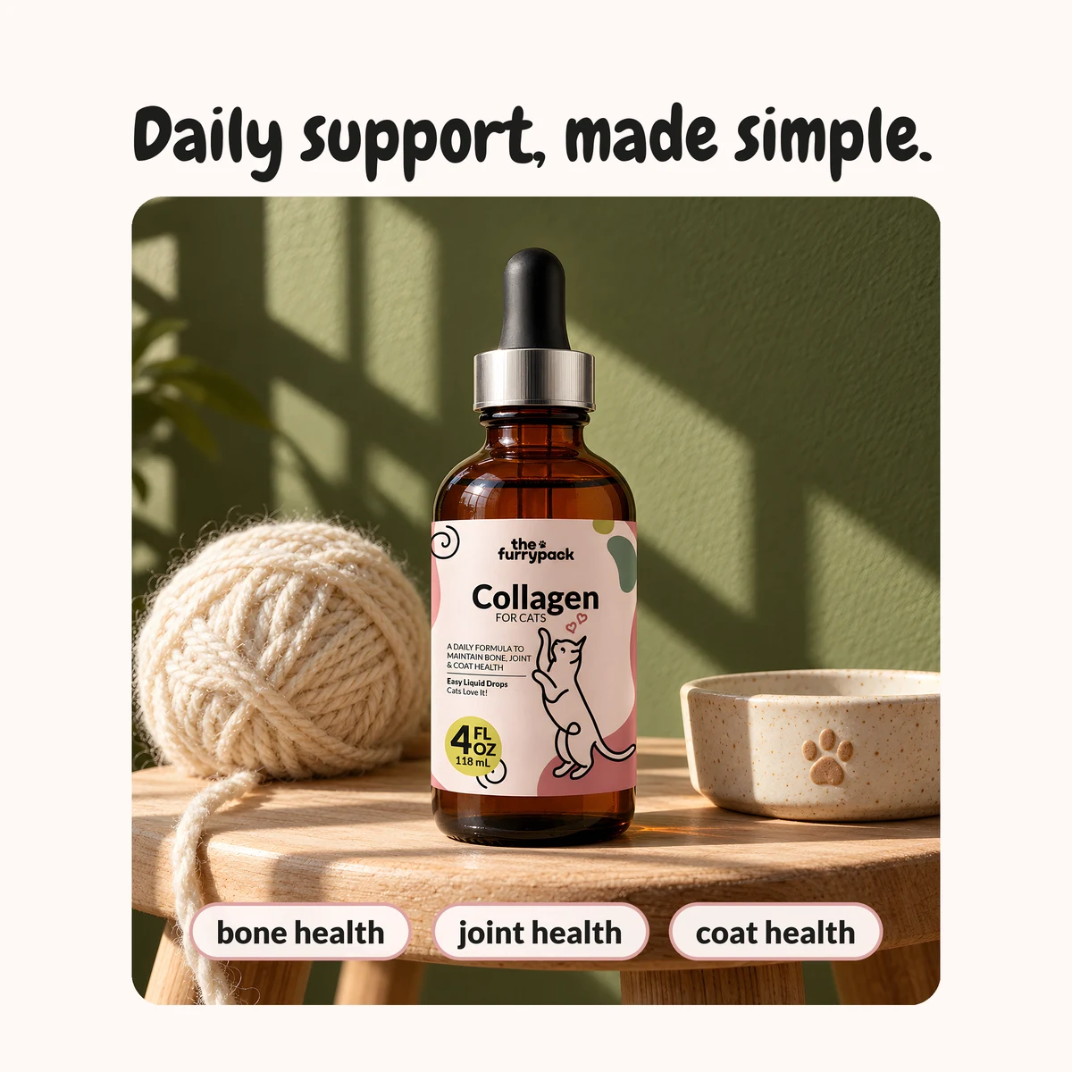 Collagen for Cats with its label benefits: "Daily support, made simple."